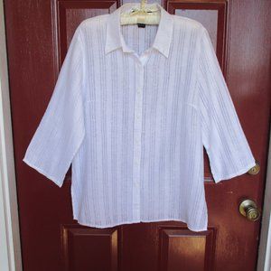 Saint Tropez West Shirt White XL White 100% Linen EUC